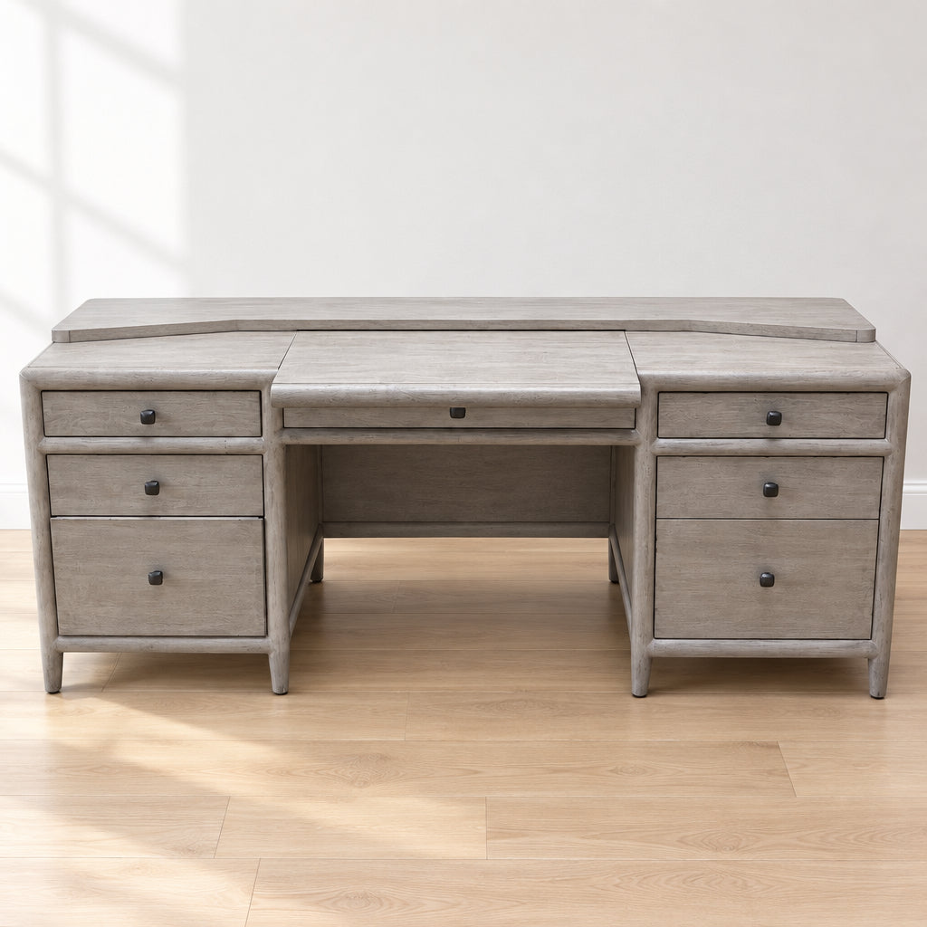 Hooker Furniture Work Your Way Burnham Grey Wood Credenza Desk FFE-1065