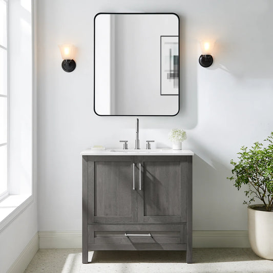 Bridgeport Home Daisy 36" Single-Sink Grey Bathroom Vanity Set FFE-1242