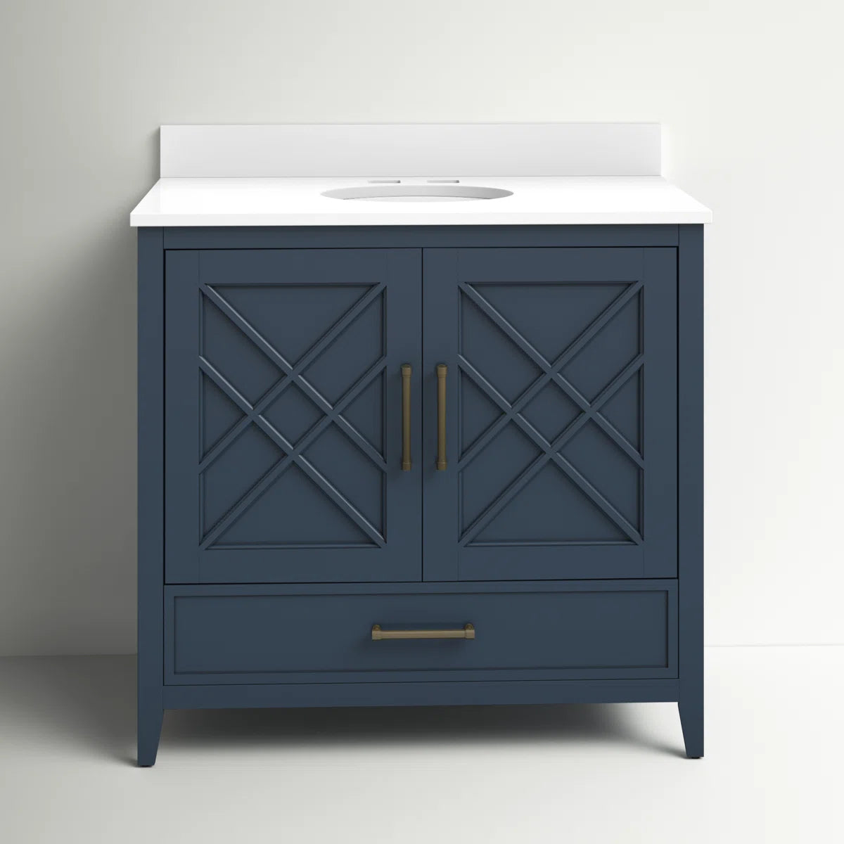 Brecken 36'' Single Franklin Blue Bathroom Vanity w Stone Top FFE-1223