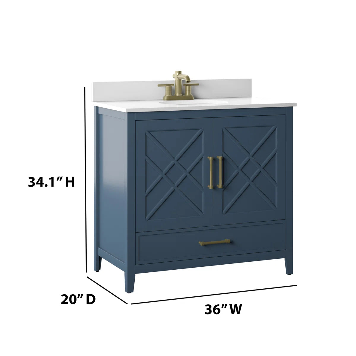 Brecken 36'' Single Franklin Blue Bathroom Vanity w Stone Top FFE-1223
