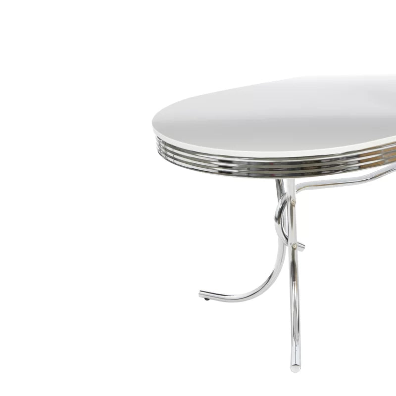 Retro Oval Dining Table Glossy White and Chrome FFE258-40