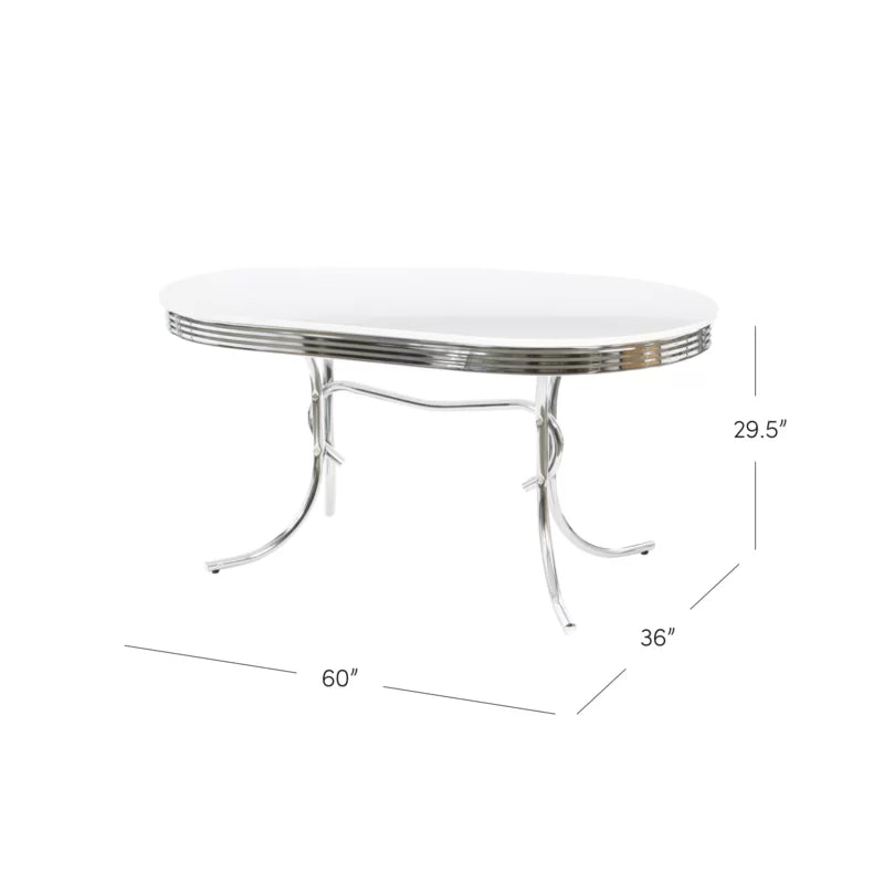 Retro Oval Dining Table Glossy White and Chrome FFE258-40