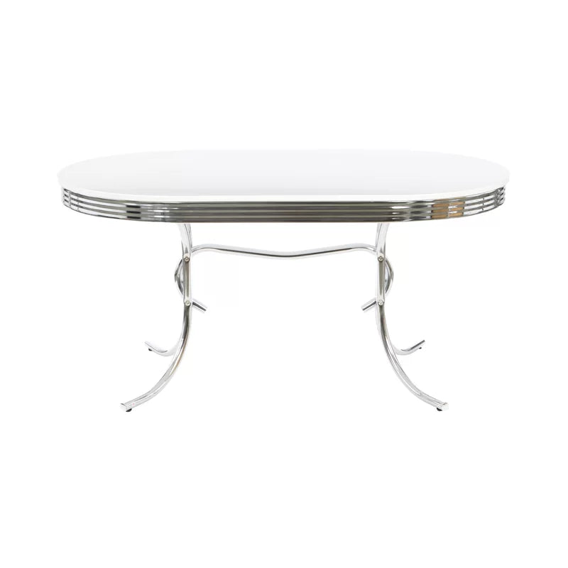 Retro Oval Dining Table Glossy White and Chrome FFE258-40