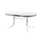 Retro Oval Dining Table Glossy White and Chrome FFE258-40