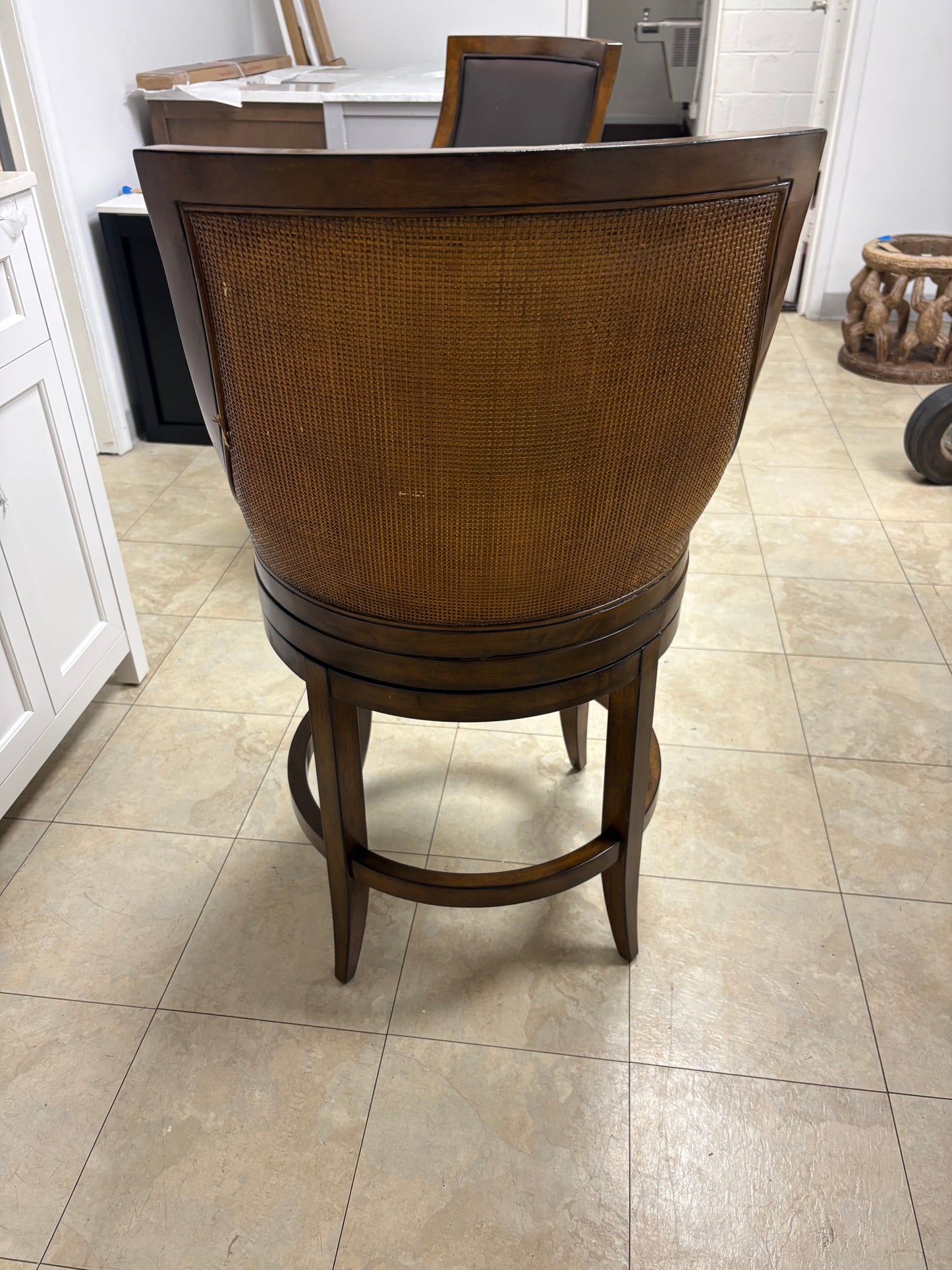 Pair (2) Woodbridge Furniture Redding Cane Back Swivel Bar & Counter Stools FFE-1212