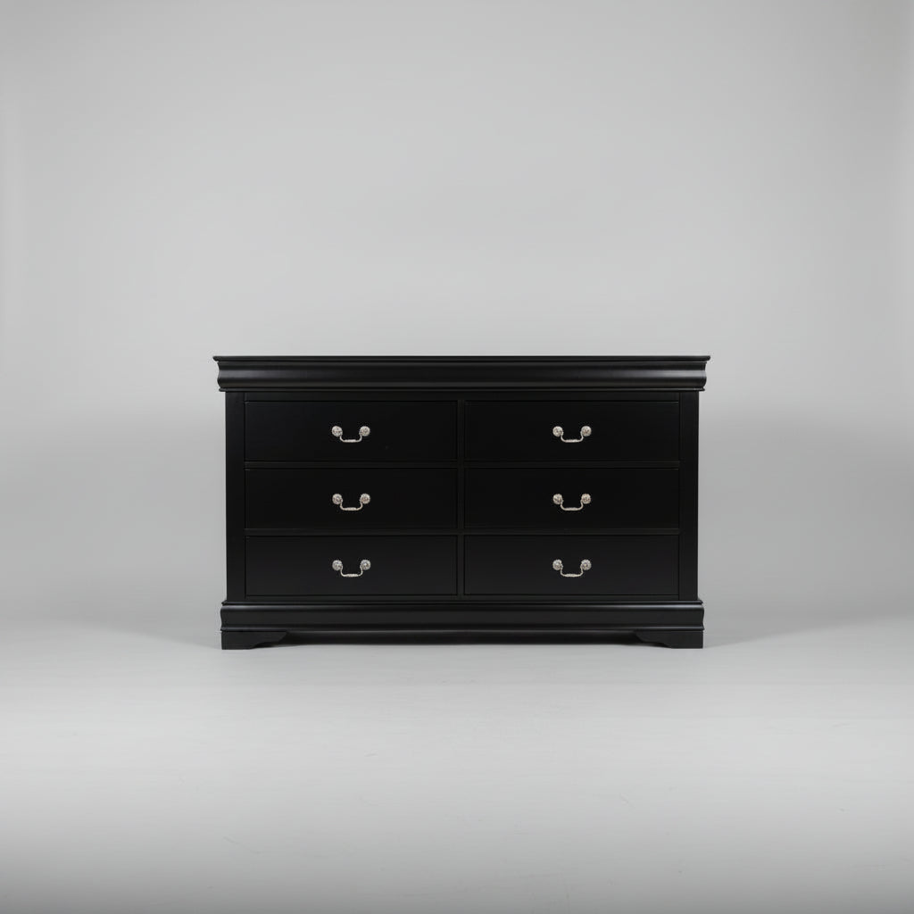 6 Drawer Black Dresser Gold Hardware FFE-1424
