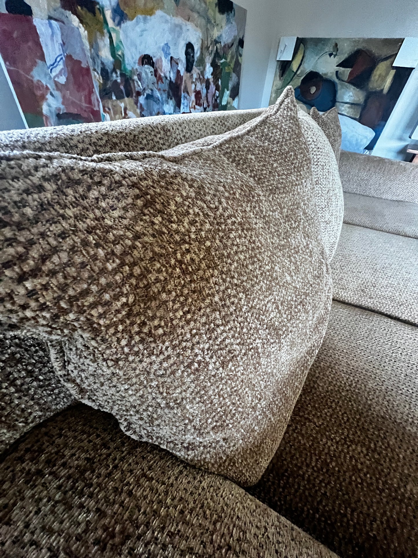 Rolled Arm Taupe Chenille Sofa w/Down Cushions DG233-04