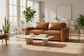 BenchMade Modern 80" Skinny Fat Caramel Brown Leather Sofa Couch FFE-1390