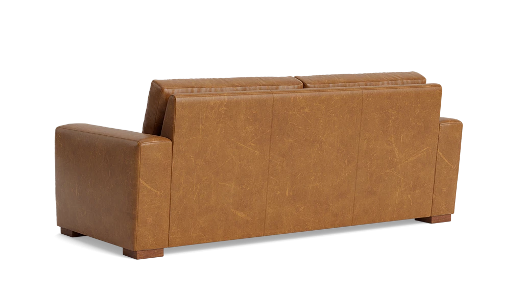 BenchMade Modern 80" Skinny Fat Caramel Brown Leather Sofa Couch FFE-1390
