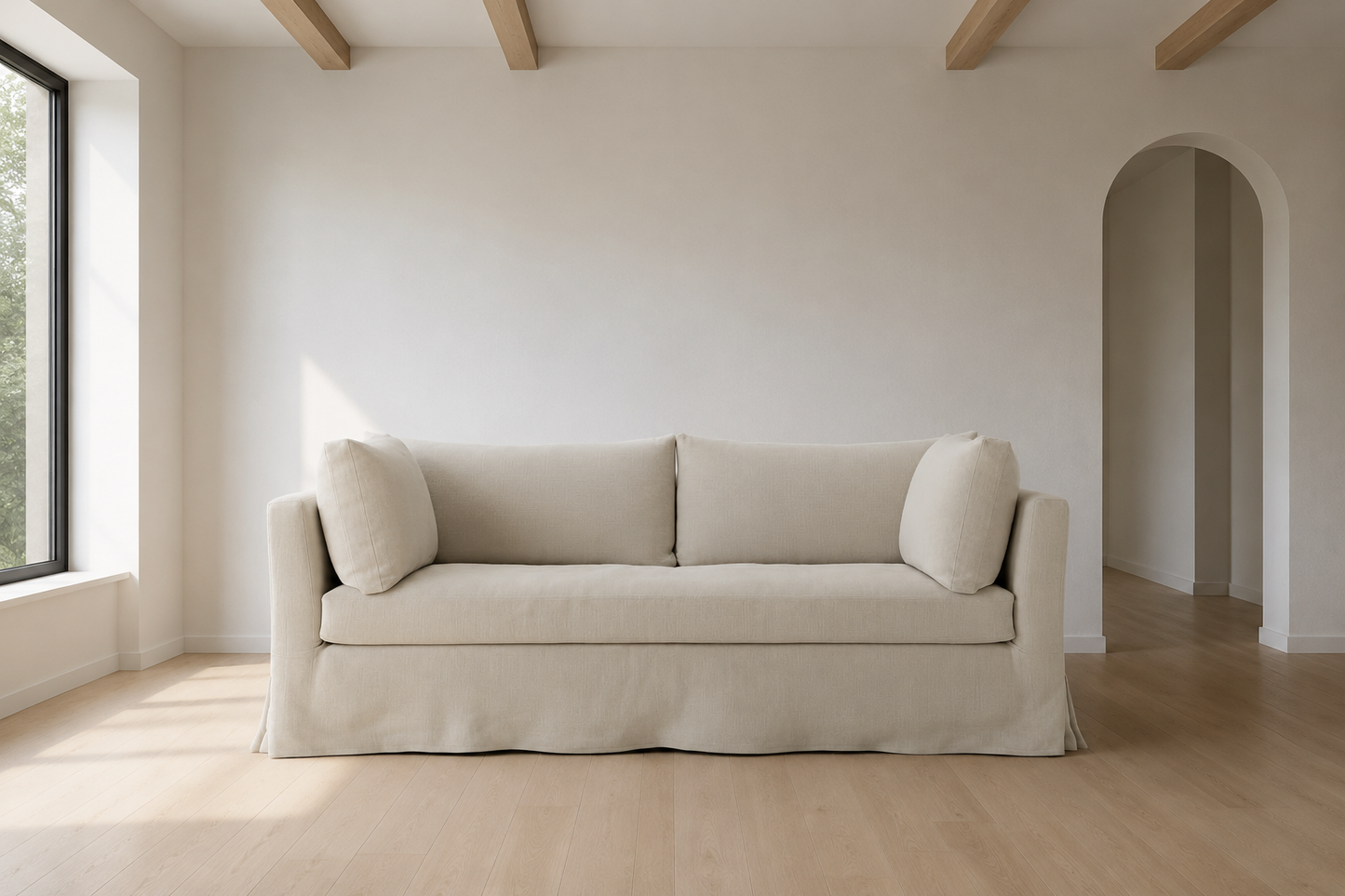 Cisco Home 84" Seda Slipcovered Sofa Couch Linen Brevard Flax EJ276-1