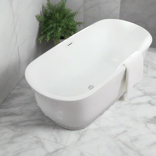 Wrought Studio Chaylynn 59" x 28" Freestanding Acrylic Soaking Bathtub FFE-738