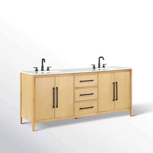 Highbury Furnishings Copenhagen 72" Natural Ash Double Vanity Engineered Stone Countertop FFE-1259