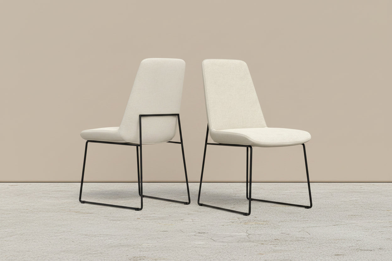 Pair (2) Corina Dining Chair Natural Linen Look Fabric - 62% OFF RETAIL FFW-1395