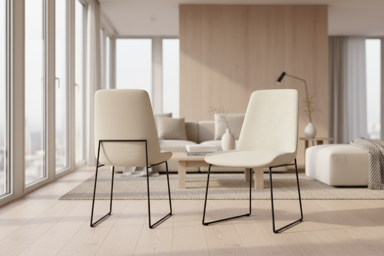 Pair (2) Corina Dining Chair Natural Linen Look Fabric - 62% OFF RETAIL FFW-1395