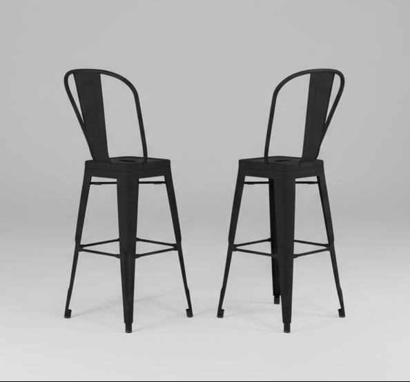 Fletcher Industrial Metal 24 inch Metal Counter Height Stool (Set of 2) in Black FFW-898