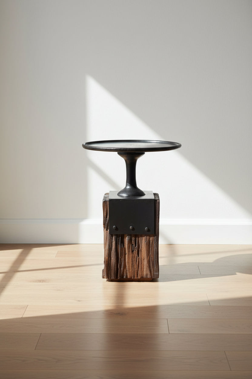 Designer Anvil Black / Wood Occasional Table FFE-1416