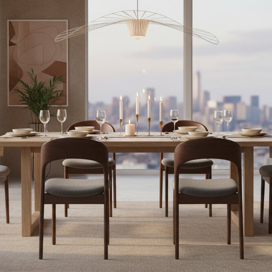 Burrow Sonnet Dining Chairs (Set of 4) - Stone Grey/Walnut FFW-1289