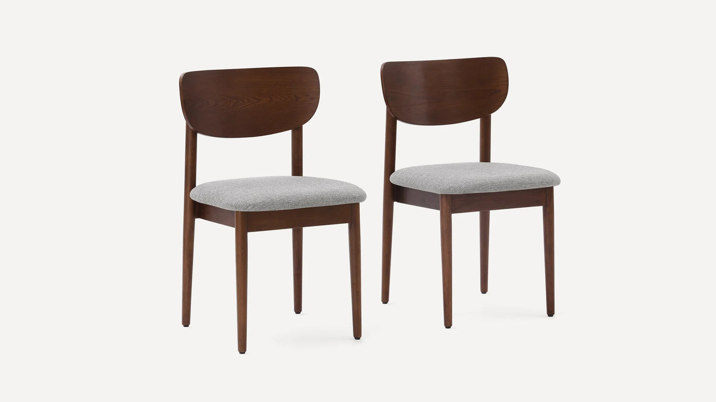 Burrow Haiku Stone Grey / Walnut Dining Chairs (Set of 2) FFE-1568