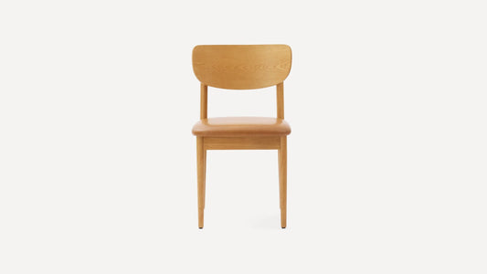 Pair (2) Burrow Haiku Camel Leather/Oak Dining Chairs FFE-1320