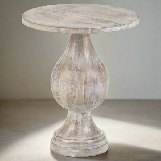 Coaster Dianella White Washed Pedestal Round Wood Accent Table FFE258-77