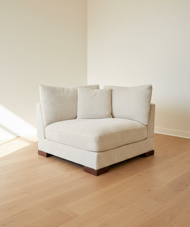 Corduroy Beige Corner Sofa Chair Couch FFE-1425