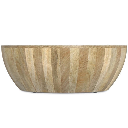 Elmbrook Solid Mango Wood 34" Round Natural Drum Coffee Table FFW258-716