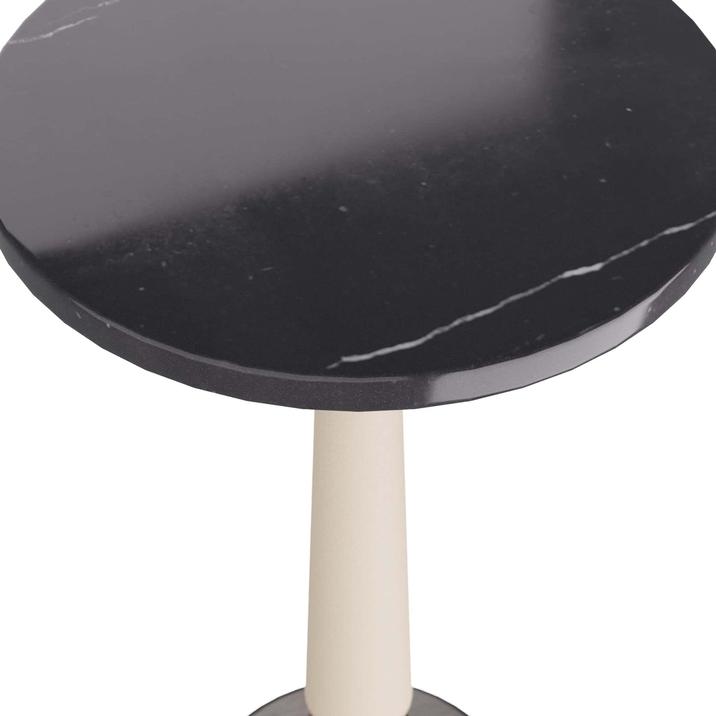 AH Valari Marble Top Tapered Ivory Leather Column Drink Table FFW-1434