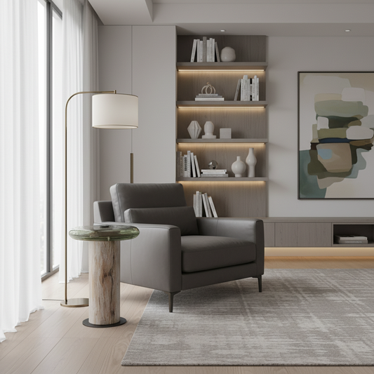 Arteriors Home Glass Top Wood Column Base Buckley Accent Table FFW-1337