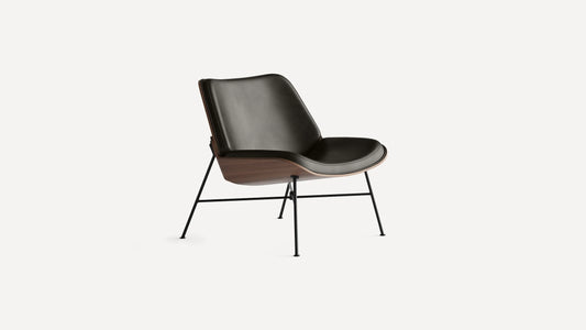 Burrows Vesper Slate Black Leather / Walnut Lounge Chair FFE-1129