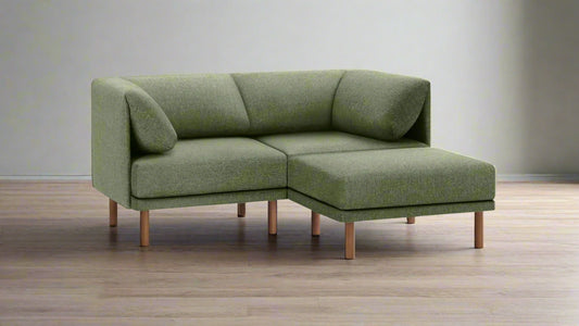 Burrow Moss Green Range 3-Piece Sectional Lounger Sofa Couch FFE258-422