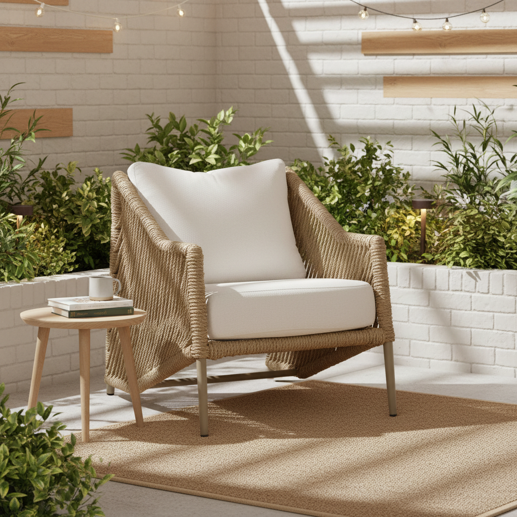 Designers Home Kiki Outdoor Tan Woven Rattan Chair FFE-1085