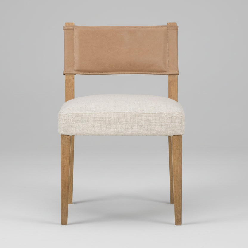 Four Hands Ferris Beige Fabric Seat w/ Leather Back Dining Chair FFW-1141