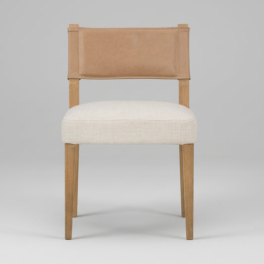 Four Hands Ferris Beige Fabric Seat w/ Leather Back Dining Chair FFW-1141