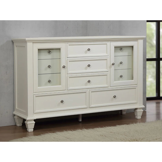 White Fraser 11 Drawer Glass Front Combo Dresser FFE-1202
