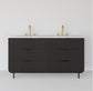 Highbury Furnishings Bern Reeded Black Oak Double Sink Bathroom Vanity Engineered Marble Countertop FFE-1278