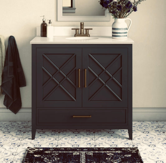 Brecken 36" Single Bathroom Vanity w Stone Top FFE-1231