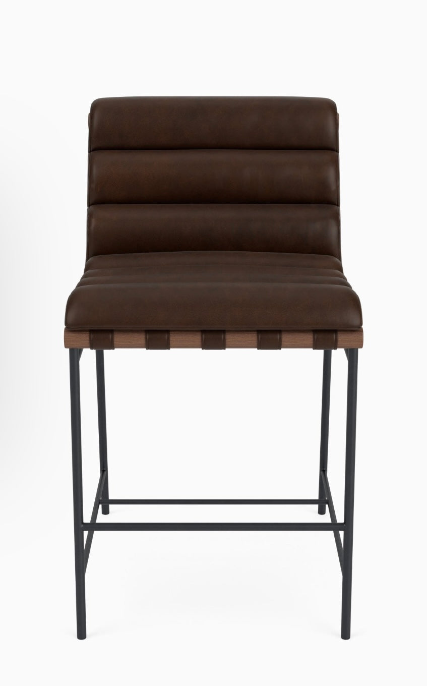 Denver Modern Vail Counter Stool Walnut/ Maple Leather FFE258-256