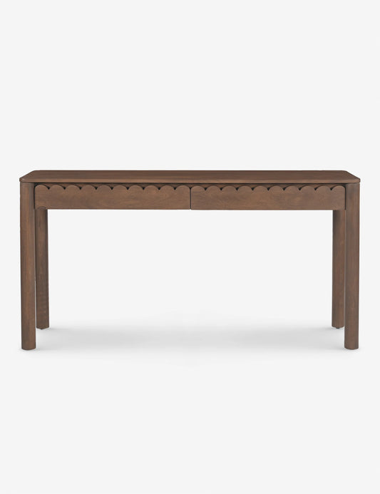 Lulu & Georgia Brown Samantha Console Wood Scalloped Detail Table FFE-1064