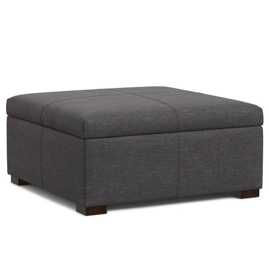 Gabbie Square Storage Ottoman in Upholstered Slate Grey FFW258-589