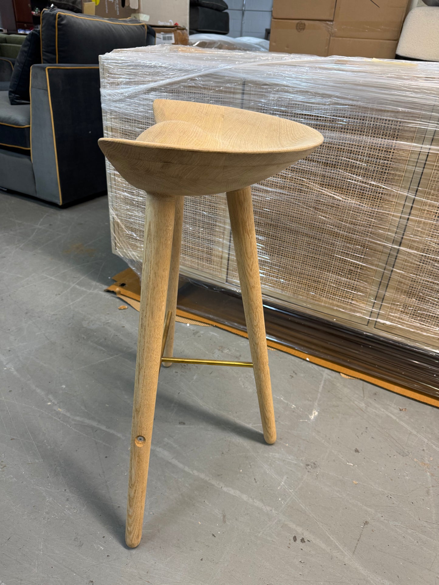 Audo Copenhagen Natural Oak/Brass ML 3 Legged Counter Stool FFE258-172