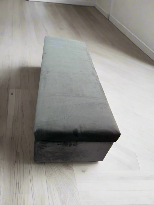 Grey/Blue Suede Removable Top Storage Bench FFE-829