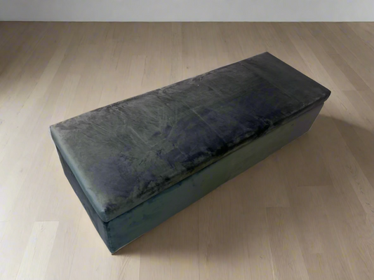 Grey/Blue Suede Removable Top Storage Bench FFE-829