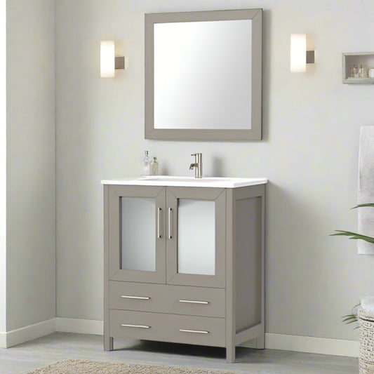 VanityArt 24" Grey Single Sink Vanity & Mirror Only, no sink or countertop FFE-831