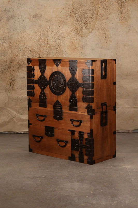 Antique Asian Japanese Kannon Biraki Isho Tansu Dansu Late Edo Period Chest SH265-40