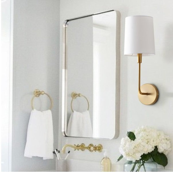 Pair (2) Safavieh Jaxson Wall Sconce Light Brass/White Shade FFE258-337