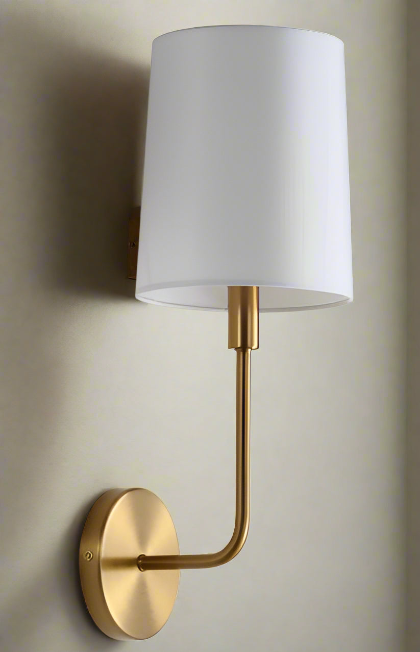 Pair (2) Safavieh Jaxson Wall Sconce Light Brass/White Shade FFE258-337