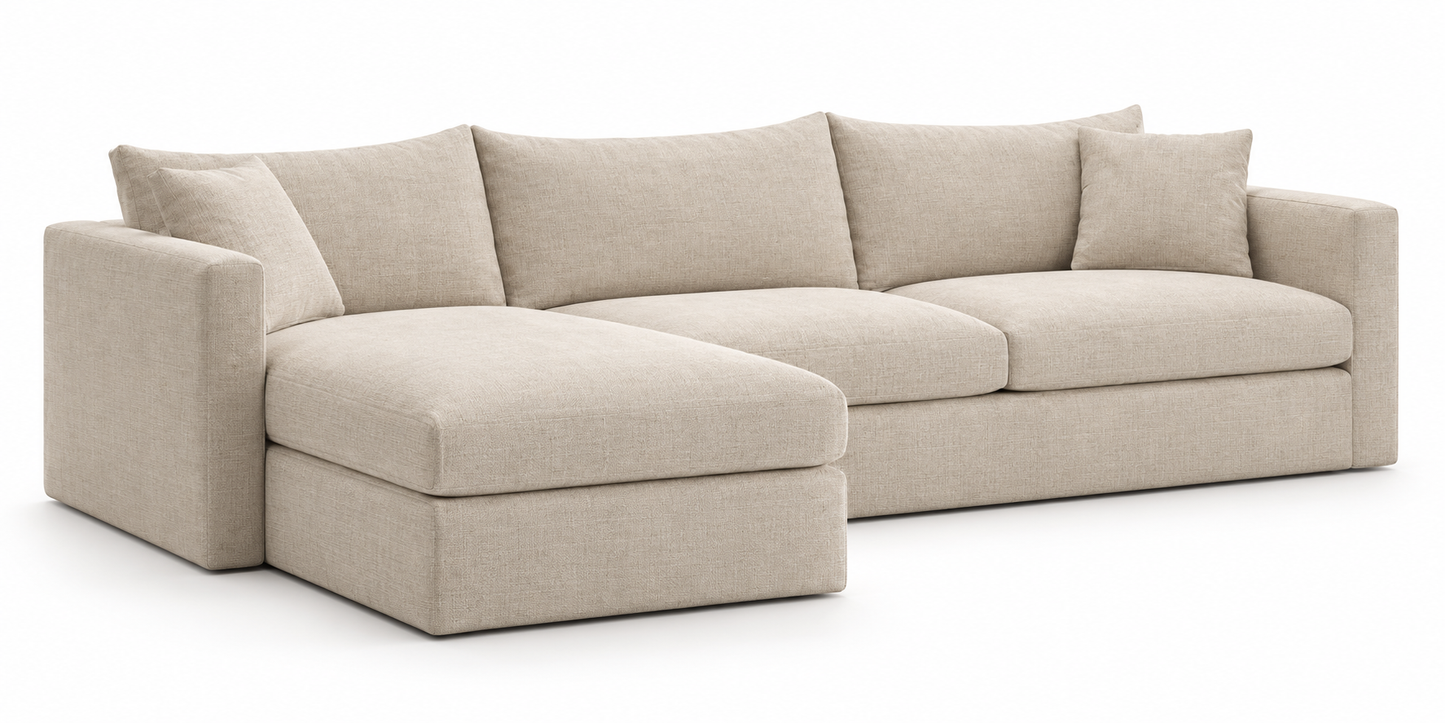 Crate and Barrel Willow II 2-Piece Slipcovered Sectional Sofa w  Chaise Lounge FFE-1590