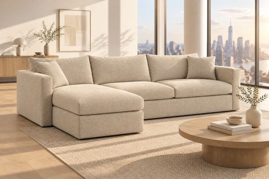 Crate and Barrel Willow II 2-Piece Slipcovered Sectional Sofa w  Chaise Lounge FFE-1590