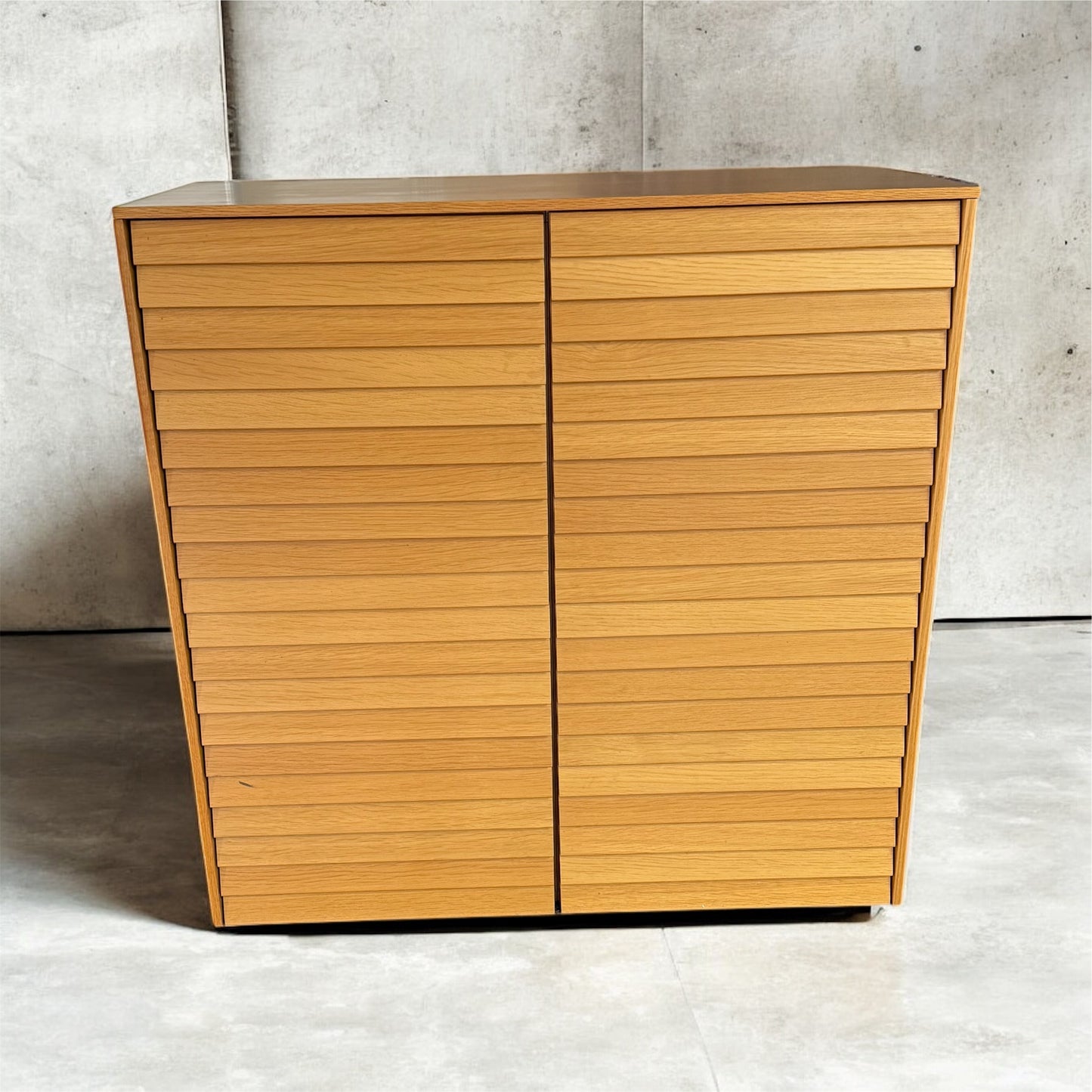 Vintage Geometric Armoire by Founders Slatted Front Wood Cabinet HR16