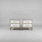Pair (2) TOV Furniture Emily Pink Lacquer Side End Tables Nightstands HR2